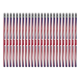 LILAJ Union Jack Pencil with Eraser – UK Flag Design HB Graphite Collectable – British Novelty Souvenir Stationery Gift – School Kids, Office Supplies, Party Decor Bags – Pack - 24