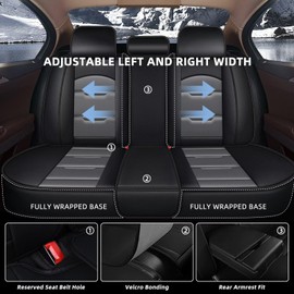 Seat Covers for Car Full Set Fit for Subaru Outback 2010-2023 2024 2025 Faux Leather 5 Seat Covers Waterproof Seat Protectors Automotive Seat Cushion with Airbag Compatible(5 Seat,Black&Grey)