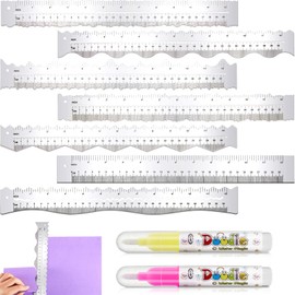 Henoyso 7 Pcs Metal Paper Tearing Ruler Deckle Edge Ruler Craft Ruler Stainless Steel Paper Cut Tool 12 Inch Irregular Edges Ruler Measurements Tool with 2 Watercolor Pen for Craft School Scrapbook