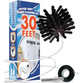 Smart House Inc Kit limpiador de ventilacion para secadora - (30 pies) innovador quitapelusas reutilizable de nailon fuerte cepillo para polvo de pelusas flexible con accesorio de taladro para una limpieza mas rapida