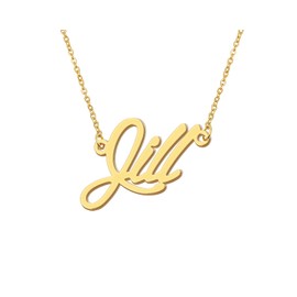 Aoloshow 18k Gold Plated Jill Initial Name Necklace Dainty Name Necklace Womens Stainless Steel Jewelry for Best Friend
