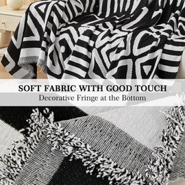 LiveGo Boho Sofa Covers for Dogs, Couch Sofa Covers for 2-3 Cushion Couch Sofa Chenille Sofa Slipcover Couch Covers for Sectional l Shaped Couch Pets Protector Furniture Covers (Black, 71"x134")