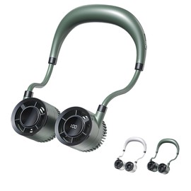 HiBOMASOON Neck Fan, 1-100 Speeds Bladeless, 1500mAh Battery, Hands-Free Portable, USB-C Fast Charge, 0.53lb Ultra Lightweight & 360°Foldable, Ideal for Travel/Office/Gifts (GREEN)