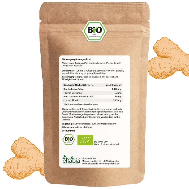 Organic Turmeric Capsules Pack of 500 | High Dose 1500