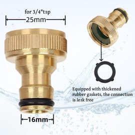 3/4 Inch Garden Hose Quick Connector, Female Thread Tap Adapter, Brass Garden Hose Tap Adapter, Used for Garden Hoses, Irrigation Systems, Tap Adapter (2 Pieces)