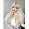 Semi-long, Beige x White Wig, Women's, Wig, Straight, Natural, Harajuku