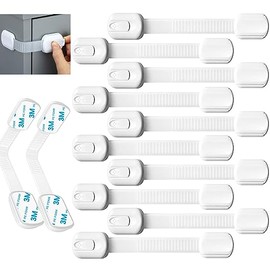 SNORF Seguros para Puertas y Cajones Bebé 10 Piezas Ajustables Multiusos | Candado para Refrigerador, Protección para Bebés, Evita Apertura de Cajones y Gabinetes, Uso en Cocina y Hogar