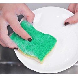 Graham & Ash Co 6 Pack Natural Sponges Plant Based Wood Pulp Non Scratch Sisal Scrubber for Kitchen Bathroom and All Surfaces (6, Green & Yellow)