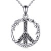 VONALA Peace Sign Necklace Sterling Silver Peace Sign Hippie Pendant