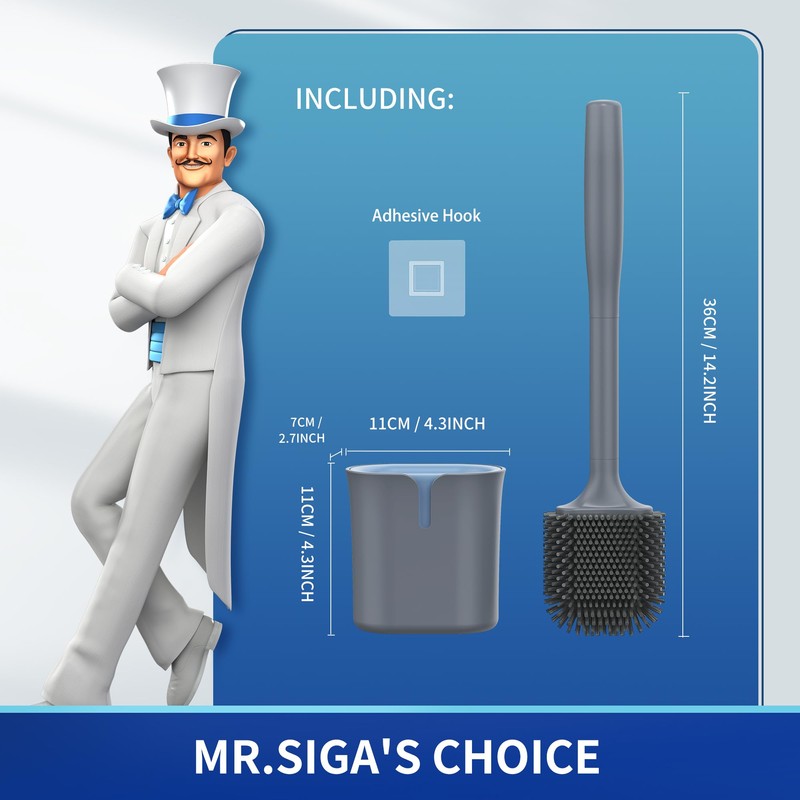 MR.SIGA Wall Mounted Toilet Brush and Holder Set for Bathroom