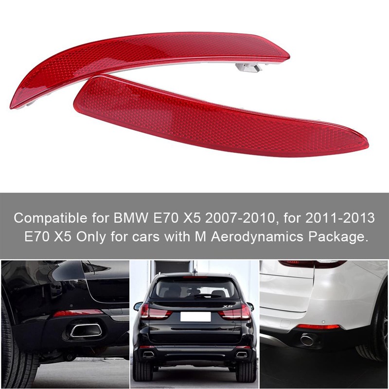Rear Bumper Reflector Set High Quality Waterproof Red Lens for