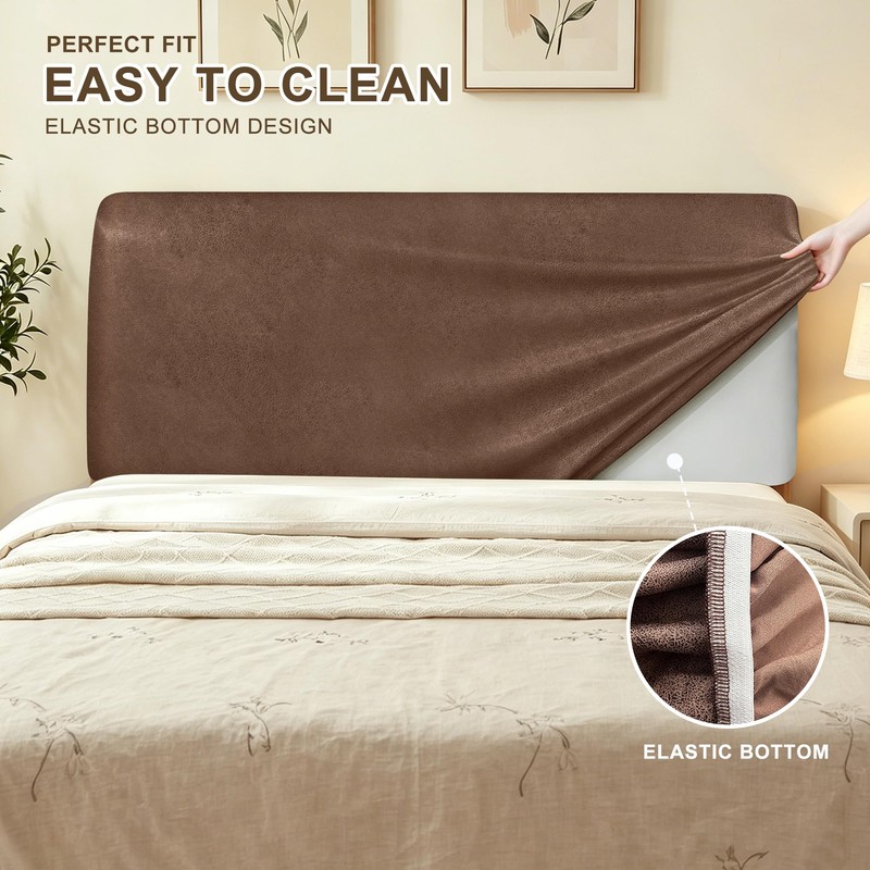 ANARACHON Leather Look Bed Headboard Cover, Stretch Soft Bed Headboard