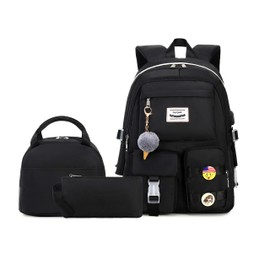 Jaygulf Waterproof Women Laptop Backpack Set Casual Girls Daypack Set Black