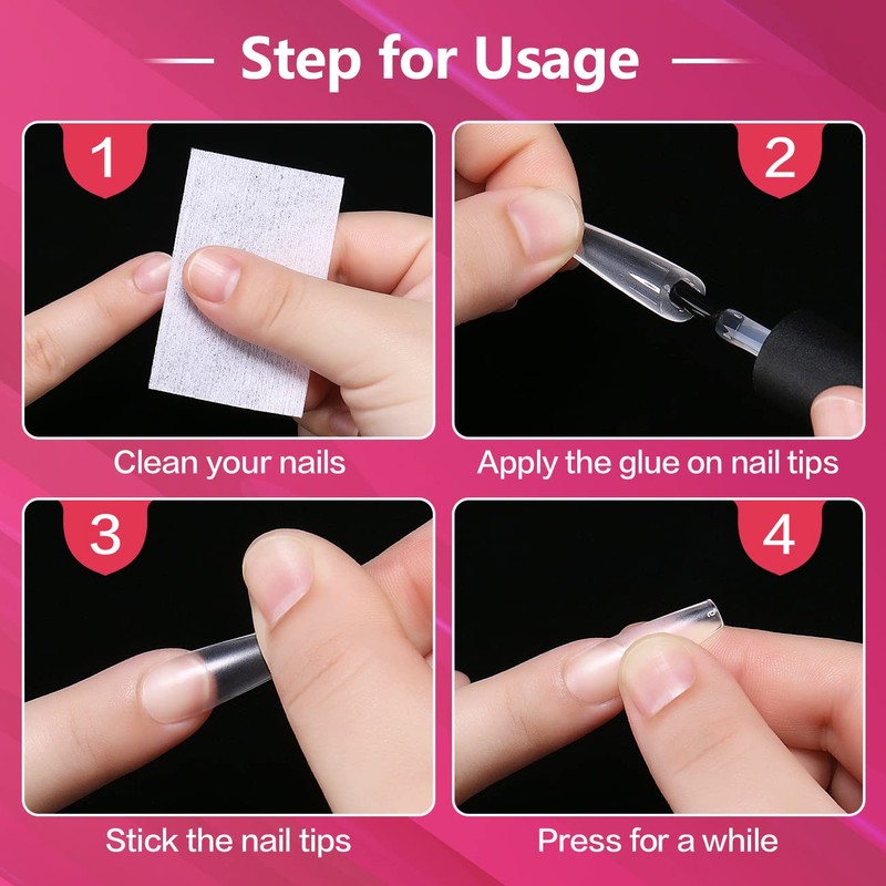 AIMEILI Pack of 432 Fake Nails Transparent 12 Sizes Artificial