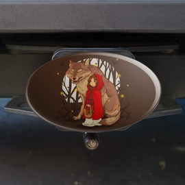 GRAPHICS & MORE Little Red Riding Hood with Wolf in Woods Oval Tow Trailer Hitch Cover Plug Insert