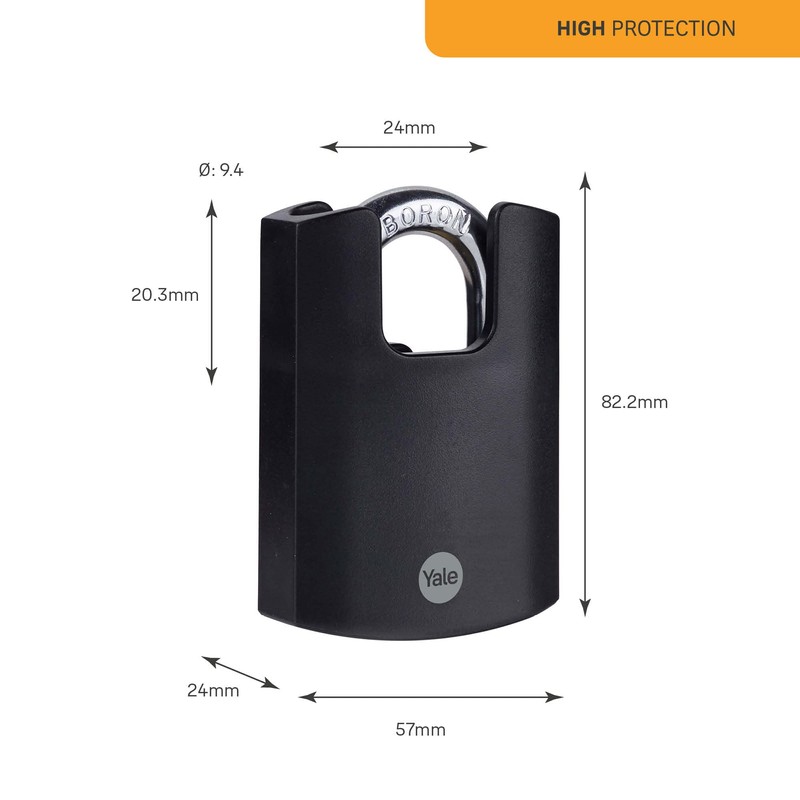 Yale Keyed Padlock, Black, 57 mm