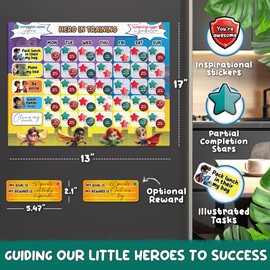 EARA STORE Reward Chart for Kids with GIF Box, 70 Pre-Printed and Custom Tasks for Chart for Kids, Chore Chart for Kids with 140 Stickers, and 2 Mount Options Chore Chart for Kids Multiple Kids