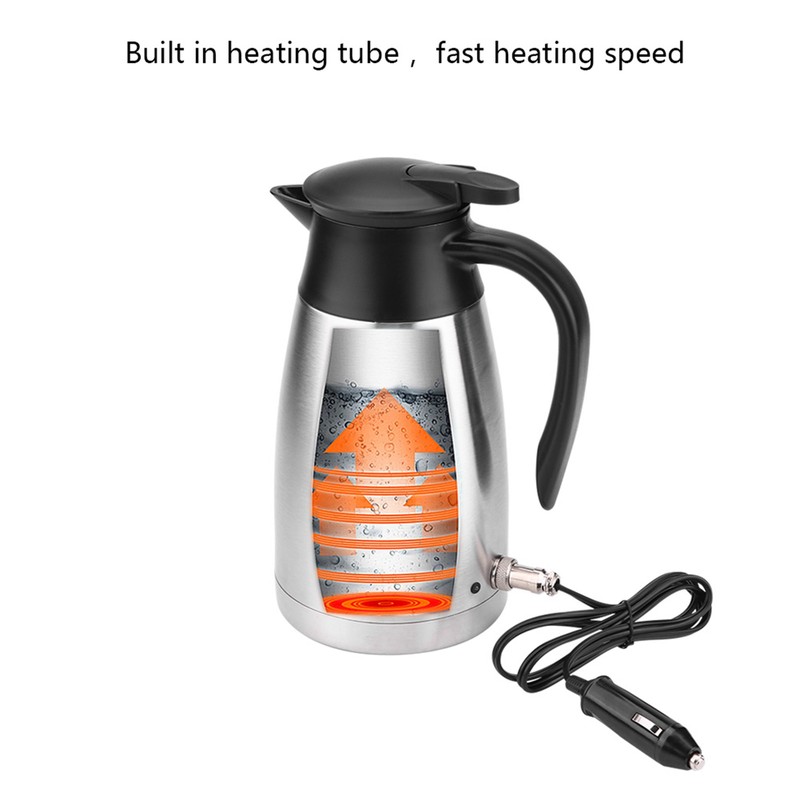 1000ML 12V/24V Stainless Steel Electric in car Kettle Travel Thermoses