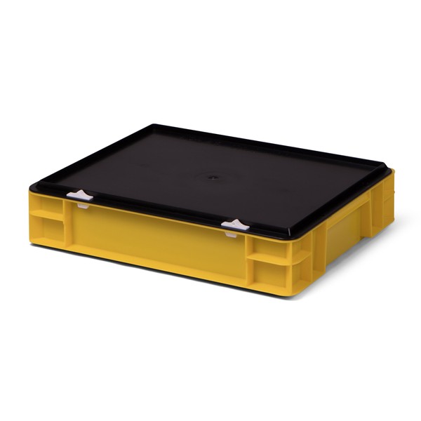 Euro Transport Stacking Box/Storage Container, Yellow, with Black Lid 400