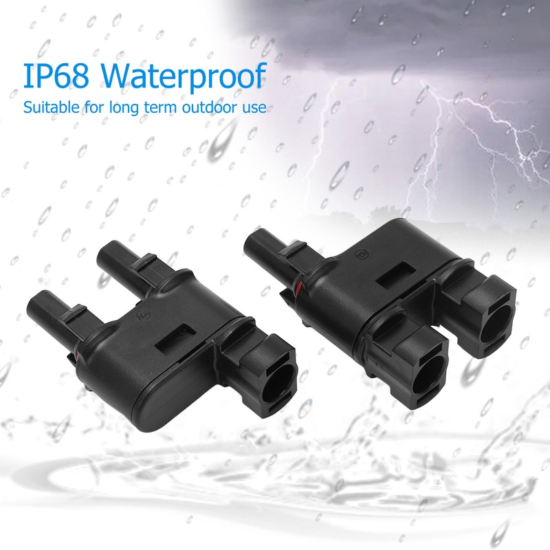 2PCS Solar PV Connector 2 to 1 Photovoltaic Crimp Connector