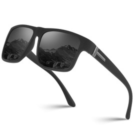 Fazaiyoo Polarized Sunglasses for Men UV400 Protection Lightweight Square Sun Glasses Outdoor Driving Fishing Golf Mens Sunglasses (Black)