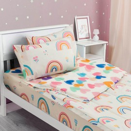 Btargot 3Pcs Rainbow Flowers Theme Durable Zipper Bedding for Kids Boys Girls, Bed in a Bag, Twin Size