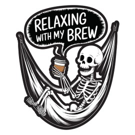 STICKY DUDE Coffee Sticker, Skeleton Decal, 4 inches - Yeti Cup Vinyl Waterproof Decal Car Laptop Wall Window Bumper Sticker (Relaxing)
