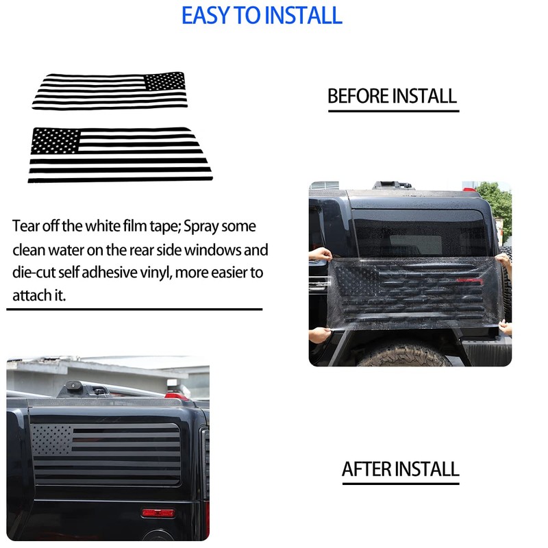 Rear Side Window American Flag Decals Fit for 2003-2009 Hummer