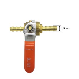 Hooshing 2PCS 1/4" Hose Barb Ball Valve Thicken Brass Shut Off Valve with Stainless Steel Clamps for Water, Oil, Gas, Fuel line Fittings