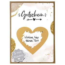 Joli Coon - Luxury 5 vouchers to fill in yourself with envelope - design your own voucher - voucher cards