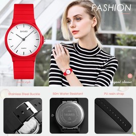 Women's Watches Ladies Quartz Watch Waterproof Wrist Watch Resin Fashion Casual Wristwatch for Girls