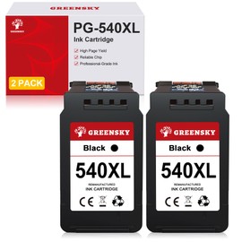GREENSKY Druckerpatronen 540 Kompatibel für Canon Druckerpatronen 540 XL PG 540 für Canon 540XL für Canon Pixma TS5150 TS5151 MG3650S MG3650 MG3600 MG4200 MG4250 MX475 Drucker (540XL Schwarz 2 Pack)