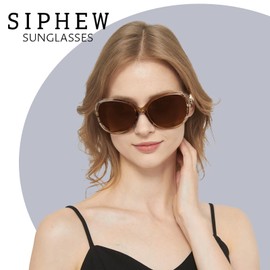 SIPHEW Sunglasses Womens Polarised Oversized Retro Ladies Sun Glasses Big Frame for Women UV400 Protection