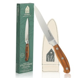 Bloomhouse 5 Inch German Steel Utility/Boning Knife W/Italian Olive Wood Forged Handle