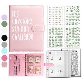 100 Envelopes Challenge Binder Kit A5 Size Money Saving Budget Binder with Numbers 100 Day Cash Envelopes Savings Challenges Book Planning to Save $5050 Light Pink