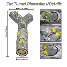 GRETMIX Cat Tunnel,3 Way Cat Toys,Tree Trunk Cat Tunnels for Indoor, Cat Maze for Kitty, Puppy, Kitten,Rabbit to Chase and Play, Collapsible Tube, Easy to Store Kitten Tunnel,L59,Tree Design Gift