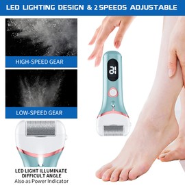Electric Foot Callus Remover, Rechargeable Portable Electronic Foot File Pedicure Kits, Waterproof Foot Scrubber File, Professional Pedicure Tools, Foot Care for Dead Skin Ideal Gift, 3 Rollers
