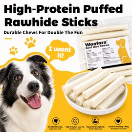 Woofora Rawhide Twist Sticks Dog Treats, Long Lasting Chew Sticks for Small, Medium & Large Dogs, Protein Rich Rawhide Chews, 10.58 oz
