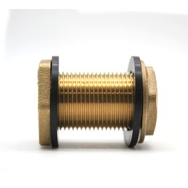 DOJA Barcelona Tank Fitting | 1 Inch Water Butt Pipe | Made of Brass | with 2 Rubber Seals: Accessories for Water Tank Connection, Water Barrel, Water Butt Connection, Tap