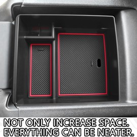 HGWEI Compatible with GMC Acadia Center Console Organizer 2017-2019 2020 2021 2022 2023 Acadia SL SLE SLT Denali AT4 Interior Accessories, ABS Armrest Storage Box Insert Tray, Red