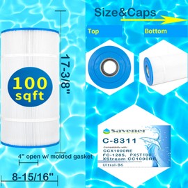 Savener C-8311 Pool Filter Cartridge Replacement for CCX1000RE (CC 1000E), XStream CC1000RE, PXST100, FC-1285, Darlly 81005, 100 sq.ft, 2 Pack