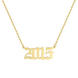 Aimber Birth Year Necklace 18K Gold Plated Birth Year Number Pendant Necklace Stainless Steel Birthday Year Necklace for Women,1970-2024(2015)