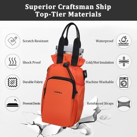 Stillithou Water Bottle Holder with Strap, Shoulder & Hand Strap Insulated 30/40 oz Water Bottle Carrier Bag with Phone Pocket Sleeve for Walking Hiking Camping Gym, Orange