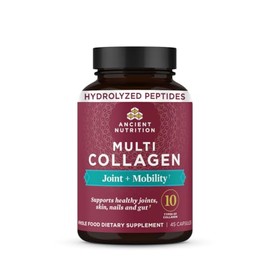 Ancient Nutrition Pastillas de colágeno para el apoyo de las articulaciones, cápsulas de colágeno múltiple, 45 unidades, articulaciones y movilidad, apoya las articulaciones, la piel y las uñas, re
