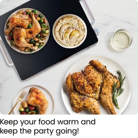 Chefman Compact Glasstop Warming Tray with Adjustable Temperature Control Perfect for Buffets, Restaurants, Parties, Events, Home Dinners and Travel, Mini 15x12 Inch Surface, Keeps Food Hot, Black