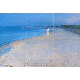 Tile Mural Ladies on The Beach by Peder Severin Kroyer Kitchen Bathroom Shower Wall Backsplash Splashback 3x2 4.25" Ceramic, Matte