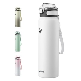 Enerbone Insulated Water Bottle, 32 oz Stainless Steel Water Bottles with Carrying Strap, Double-Wall Vacuum Insulation Thermos, Leakproof Sports Bottle with Straw, Keep Drinks Hot or Cold for Hours