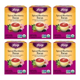 Yogi Spiced Blackberry Focus Tea, Vegan Friendly, Kosher, USDA Certified Organic, Non-GMO, 16 Tea Bags (Pack of 6)