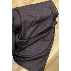 Made In England 100% Wool Brown Tweed With Blue/Purple Windowpane Fabric.