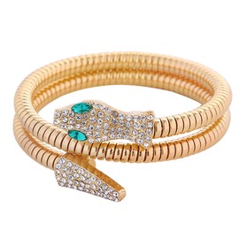 Snake Bangle Women's Bracelet, Stainless Steel: Tangled, Multi-Layered Snake, Bracelet, Emerald, Birthstone, Snaking, Cute, Stylish, Bracelet, Soft, Accessory, Zirconia, Women's Jewelry, Gold, Copper